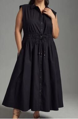 Anthropologie Maeve Sleeveless Black Shirt Dress XS